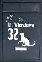 Skrzynka na listy pocztowa TWÓJ ADRES NUMER DOMU NAPIS NADRUK ANTRACYTOWA
