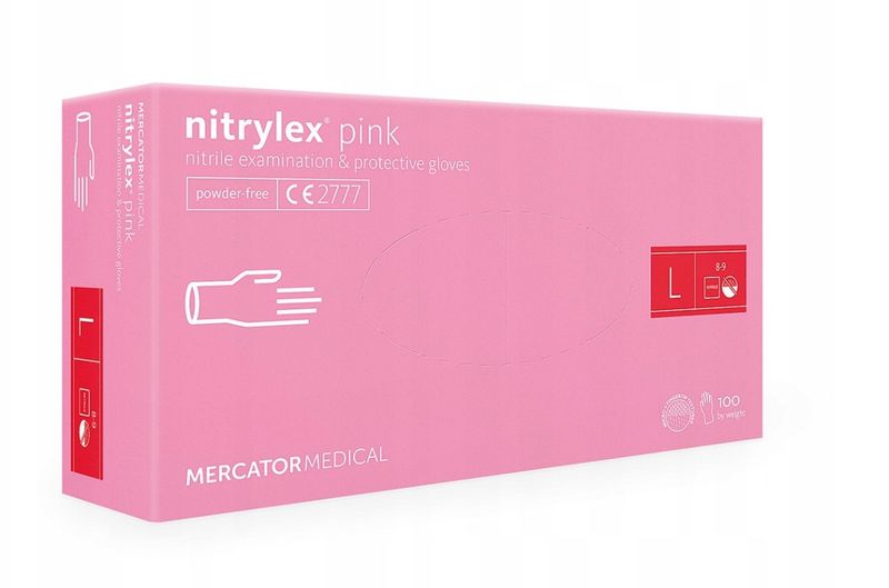 Rękawice nitrylowe nitrylex pink L karton 10 x 100 szt na Arena.pl