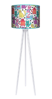 Lampa podłogowa - trójnóg drewniana duża - Kotki