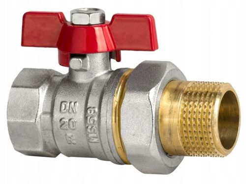 Zawór kulowy mosiężny 1" PN20 DN25 ze śrubunkiem dławik motylek na Arena.pl