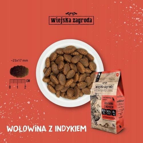 Wiejska Zagroda Karma sucha dla psa WOŁOWINA INDYK WARZYWA Duże rasy L 9kg na Arena.pl