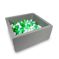 Suchy basen 90x90x40cm szary z piłeczkami 400szt (białe, seledynowe, miętowe, zielone)