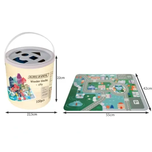 Drewniane Klocki Miasto Auta 100 Klocków + Puzzle na Arena.pl