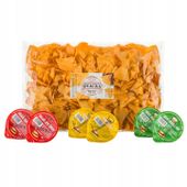 Nachos BBQ 750 g + sos salsa, serowy i śmietanowy