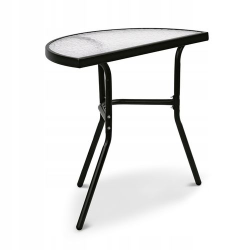 Stolik Metalowy Półokrągły ze Szklanym Blatem Hartowanym do Balkonu Taras na Arena.pl