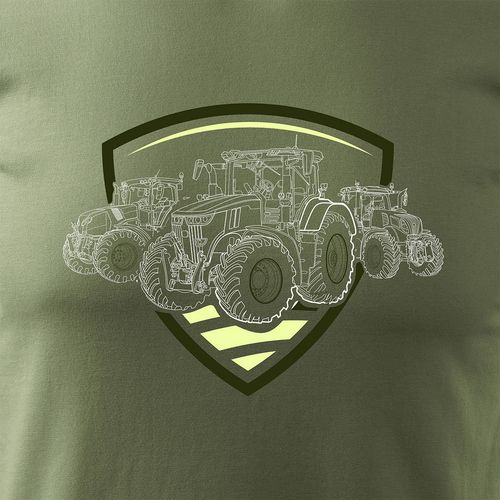 Koszulka z traktorem John Deere Claas New Holland Fendt dla rolnika męska khaki REGULAR XL na Arena.pl