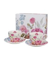 FILIŻANKI ZE SPODKIEM DUO KWIATY JUNE 250 ML X 2 SZT NA PREZENT