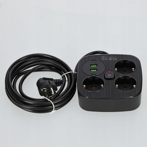 Przedłużacz Listwa Zasilająca Sieciowa 3 Gniazda 230V 3M 4x USB na Arena.pl