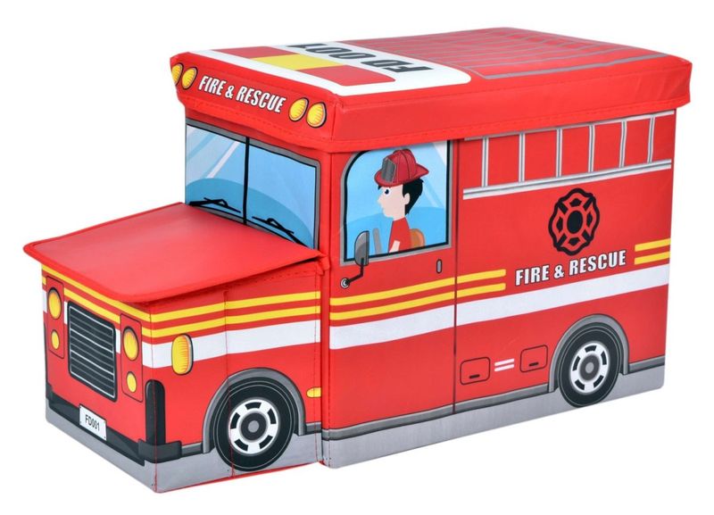 Pufa pojemnik wóz strażacki - czerwony zdjęcie 1