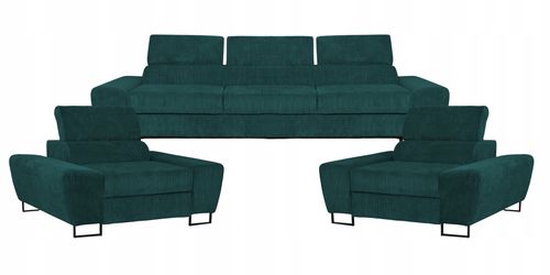 Zestaw mebli wypoczynkowych Savio Sofa 3os fotele zielone na Arena.pl