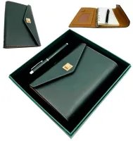 Elegancki Zestaw Upominkowy - Skórzany Notes z Długopisem w Pudełku
