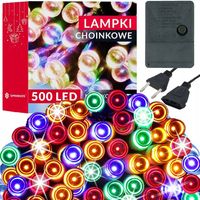 LAMPKI CHOINKOWE 500LED 34,5m ZEWNĘTRZNE WEWNĘTRZNE MULTIKOLOR ŚWIĄTECZNE