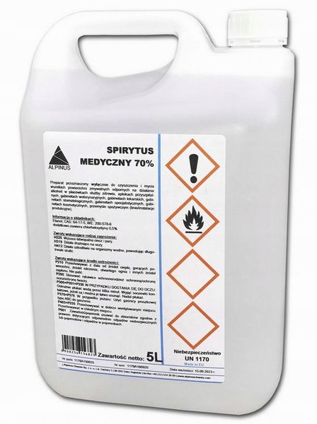Spirytus Medyczny do mycia powierzchni 70 % 5L zdjęcie 1