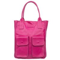 VERA PELLE torebka skórzana shopper na ramię z kieszeniami V516 fuksja