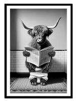 OBRAZ PLAKAT W RAMIE do Łazienki WC Toalety ŻUBR NA KIBLU bizon P2622_33x43