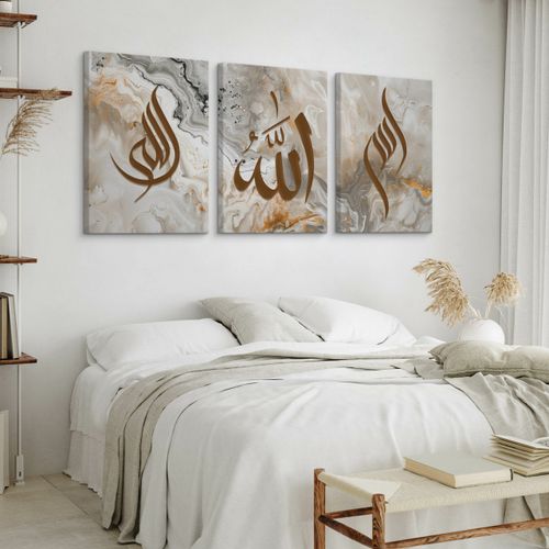 Obrazy Na Płótnie Set Abstrakcja Marmur Boho Islamskie Symbole 90cm x 40cm na Arena.pl