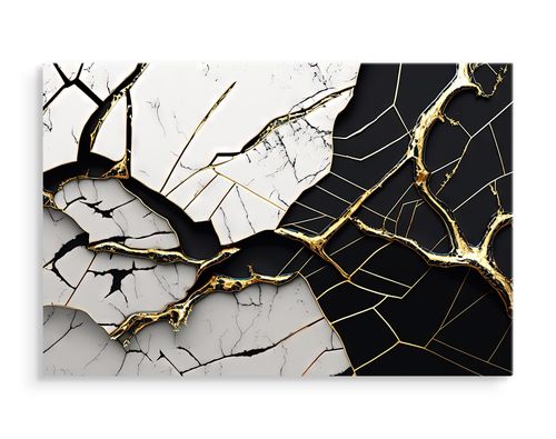 Obraz Ścienny Do Salonu Czarno-biały Popękany MARMUR Abstrakcja 120cm x 80cm na Arena.pl