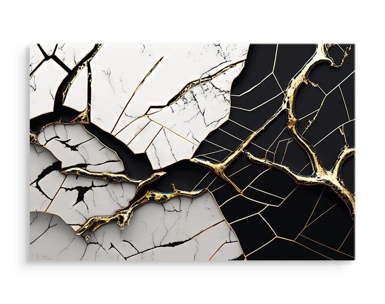 Obraz Ścienny Do Salonu Czarno-biały Popękany MARMUR Abstrakcja 120cm x 80cm zdjęcie 3