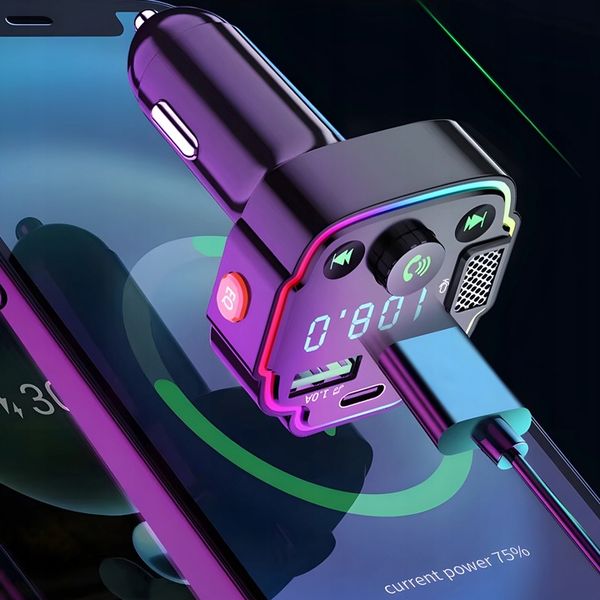 TRANSMITER SAMOCHODOWY BLUETOOTH FM 2X USB TRANSMITER WIELOFUNKCYJNY zdjęcie 3