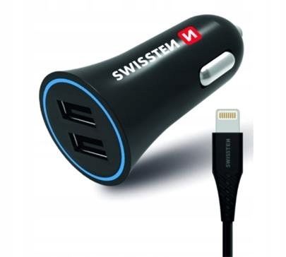 ŁADOWARKA SAMOCHODOWA z kablem Lightning 2x USB na Arena.pl