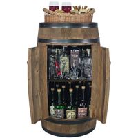 Minibar z beczki na alkohol z drzwiczkami i tacką wiklinową 80x50 wenge