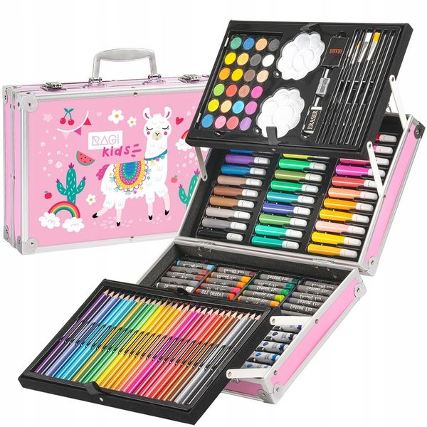 Zestaw Artystyczny, walizka z lamą, 145 elementów RAGI - RÓŻOWY zdjęcie 11