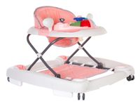 ND31B0102211 Chodzik kołyska z kierownicą - różowo szary