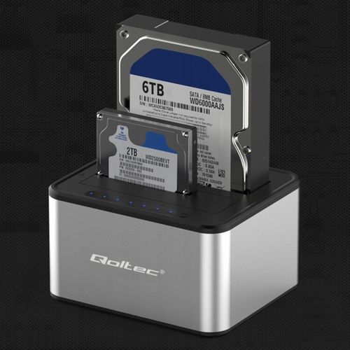 Qoltec Stacja dokująca dysków 2x HDD/SSD 2.5"/3.5" SATA USB 3.0 Klonowanie na Arena.pl