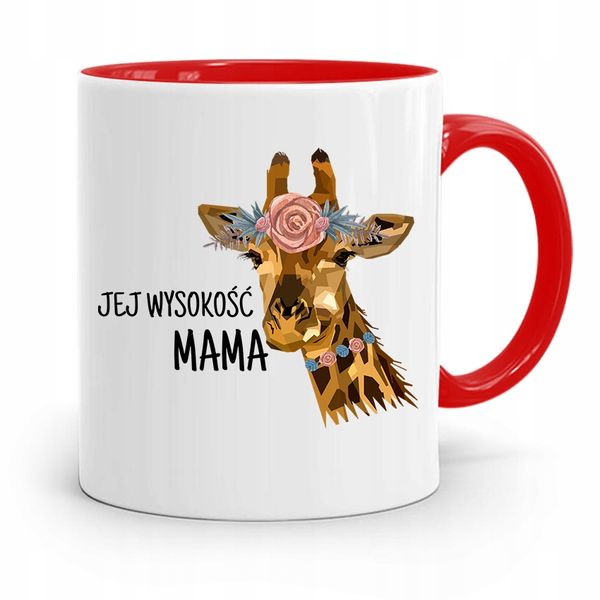 Kubek Czerwony Prezent Dla Mamy Jej Eysokość Mama Z Nadrukiem Ze Zdjęciem zdjęcie 1
