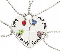 Damski Naszyjnik Przyjaźni przyjaciółek 4szt serca Best Serce BFF