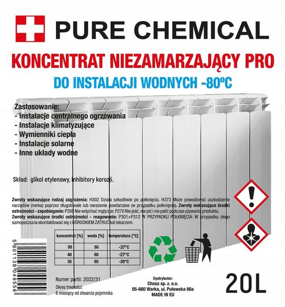 KONCENTRAT GLIKOL ETYLENOWY DO C.O. -80°C PRO 20L zdjęcie 1