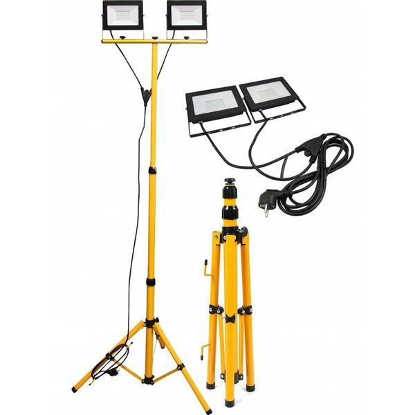 Halogeny budowlane na statywie 2x50W neutralny zdjęcie 1