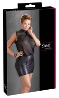 cottelli curves sukienka mini czarna 3xl z szyfonową gorą i siateczką