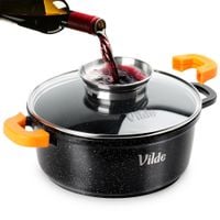 Garnek Granitowy z Pokrywką do Gotowania Duszenia Pieczenia 20 cm 2,1L