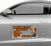 MAGNES na samochód MATA MAGNETYCZNA REKLAMOWA 30x60 CM USŁUGI HYDRAULICZNE