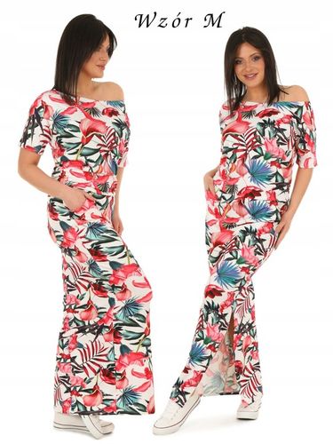 F370 maxi SUKIENKA rozcięcie WZORY na Arena.pl
