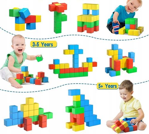 Klocki Konstrukcyjne Magnetyczne Edukacyjne Duże Zestaw Klocków Dla Dzieci na Arena.pl