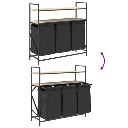 Kosz na pranie 3 przegrody z półkami, dąb sonoma na Arena.pl