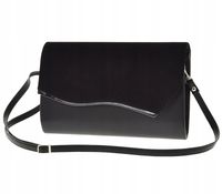 Laura Biaggi - torebka wizytowa kopertowa czarny groszek klapa zamsz LA139