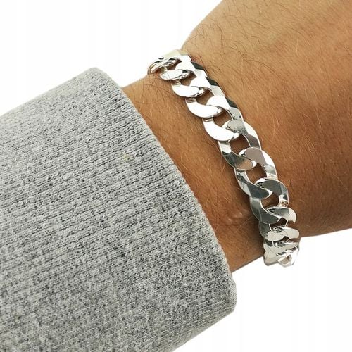 SREBRNA BRANSOLETKA MĘSKA 925 PANCERKA 10,5mm DIAMENTOWANA GRAWER GRATIS na Arena.pl