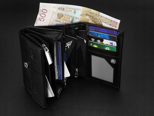 KOCHMANSKI portfel damski skórzany mały czarny na karty dokumenty pojemny na Arena.pl