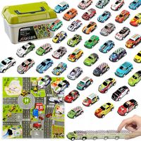 SAMOCHODZIKI Z NAPĘDEM 30 RESORAKI KUFEREK AUTKA METALOWE SAMOCHODY MAPA