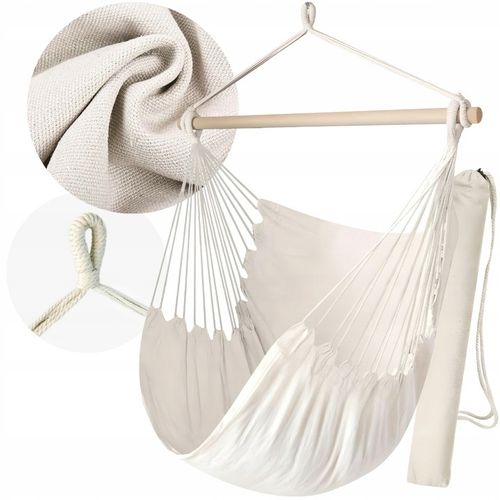 FOTEL WISZĄCY OGRODOWY BUJANY KOKON KRZESŁO BRAZYLIJSKIE HUŚTAWKA BOHO BEŻ na Arena.pl