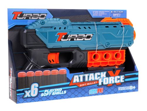 Pistolet Turbo Dla Dzieci 8+ Niebieski + 6 Bezpiecznych Pocisków + Mechaniz na Arena.pl