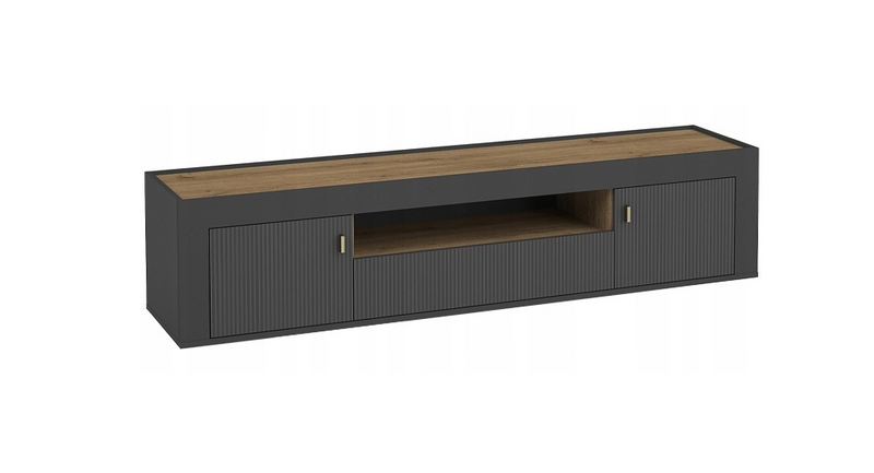 Nowoczesna Szafka RTV 177 cm Czarna 2D1SZ ROSA DL 3 kolory zdjęcie 1