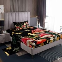 Pościel Grzyby dla Dzieci Mikrofibra Komplet z Prześcieradłem 3 Części