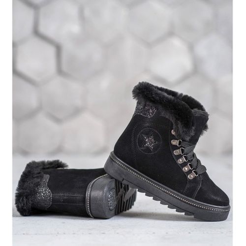 Sznurowane Czarne Botki r.36 na Arena.pl