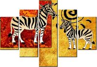 70 100CM OBRAZ 5 ELEM ZEBRY AFRYKI DRUK PŁÓTNO