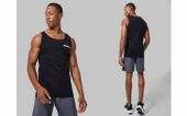 3A0B26 P26 BOOHOOMAN CZARNY T-SHIRT SPORTOWY NA RAMIĄCZKACH L