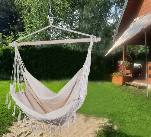 BIAŁY ECRU BOHO HAMAK BRAZYLIJSKI FOTEL NATURALNY na Arena.pl